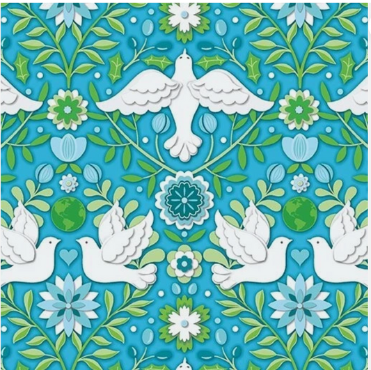 Peace on Earth - Damask Ocean Winter 13663-52 by Benartex