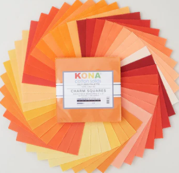 KONA - Oranges & Reds July 2025 Palette 5" Charm Squares CHS-1262-42 Pkg of 42 by Robert Kaufman