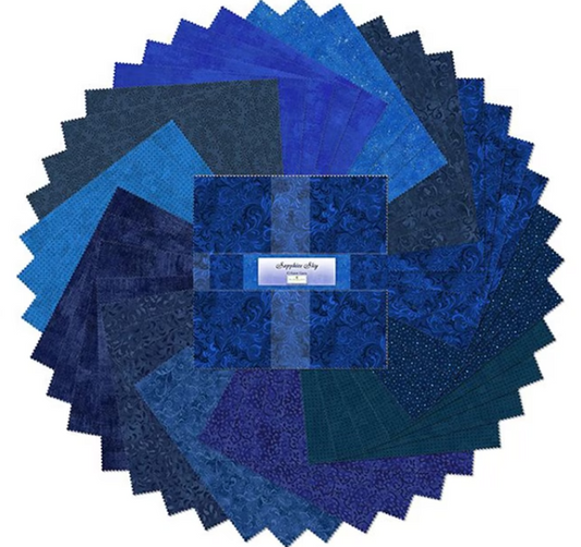 Sapphire Sky - 10 Karat Gems Pkg of 42 - 10" Squares by Wilmington Prints