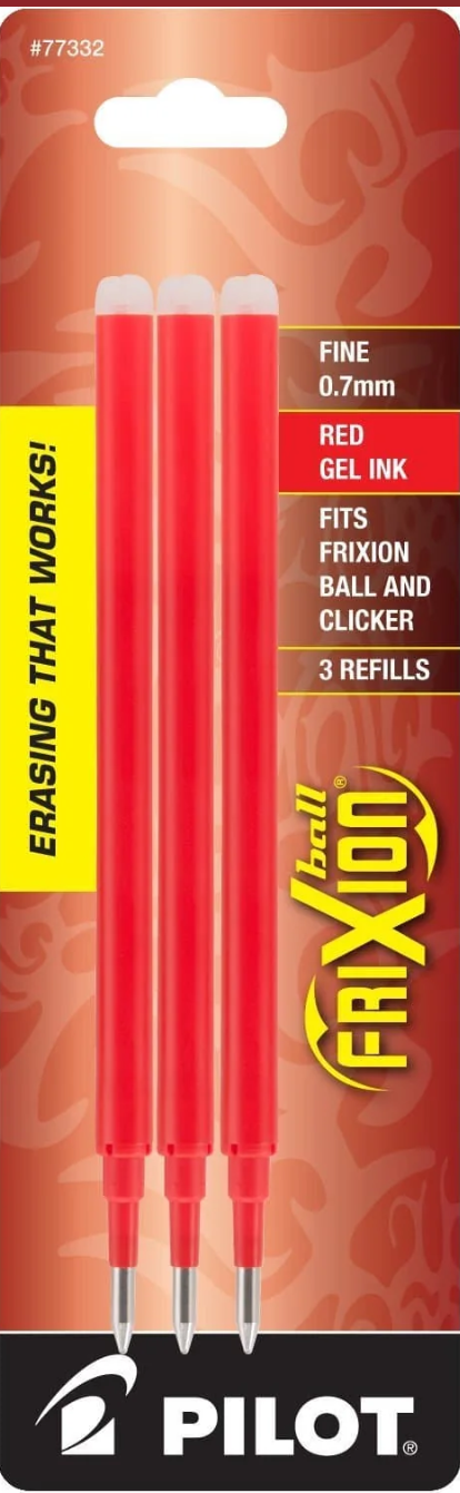 FriXion Pen Refill - Red - Pkg of 3