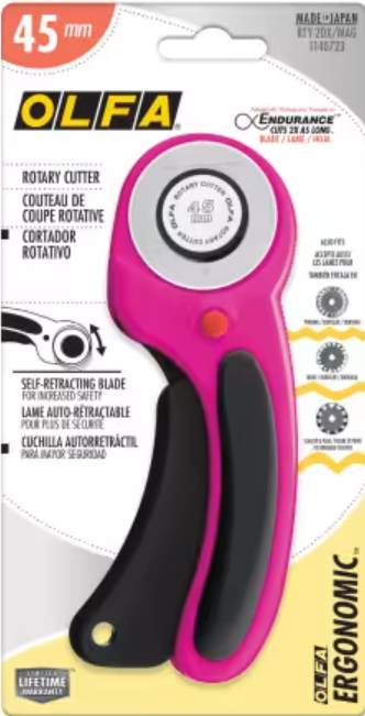 Olfa Ergonomic 45mm Rotary Cutter - Pink