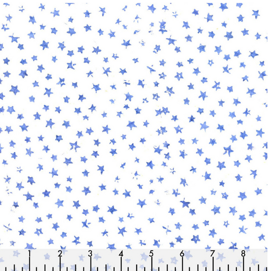 Tonga Batiks - Blue Rounded Stars on White B7842 by Timeless Treasures