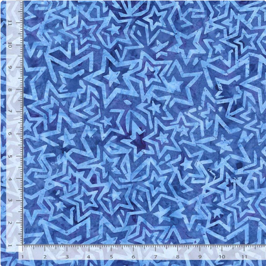 Tonga Batiks - Honor Blue Stars B2817 by Timeless Treasures
