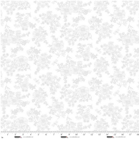 White on White - Best of Cream & Sugar - Delicate Floral 8933-01W by Studio E Fabrics