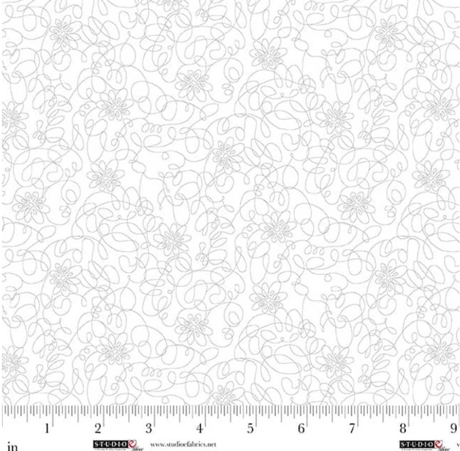 White on White - Best of Cream & Sugar - Modern Art Floral 8934-01W by Studio E Fabrics