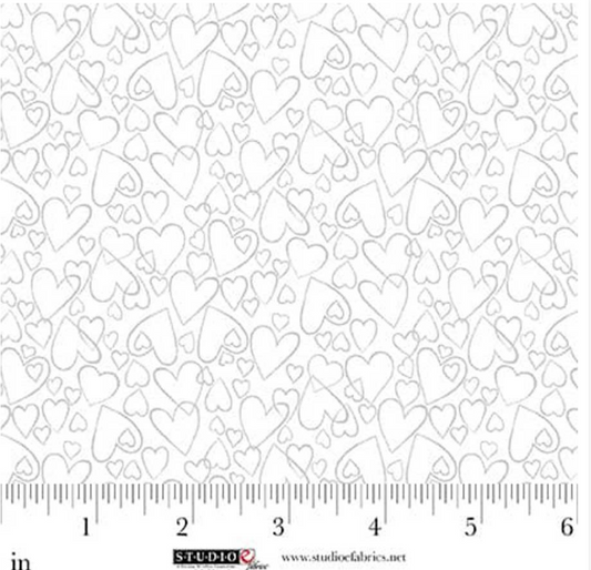 White on White - Best of Cream & Sugar - Hearts 8937-01W by Studio E Fabrics