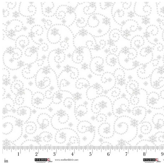 White on White - Best of Cream & Sugar - Swirling Snowflakes 8935-01W by Studio E Fabrics