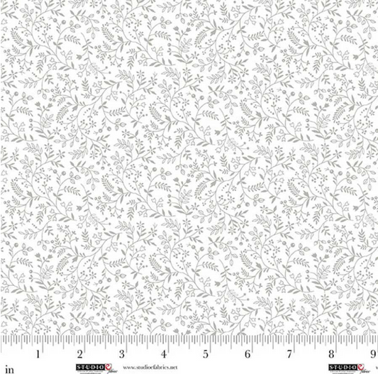 White on White - Best of Cream & Sugar - Mini Vines & Berries 8919-01W by Studio E Fabrics