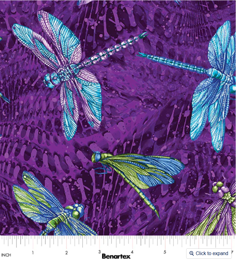 Dragonfly Wonder - Large Dragonfly Purple/Multi 16400P-64 by Benartex