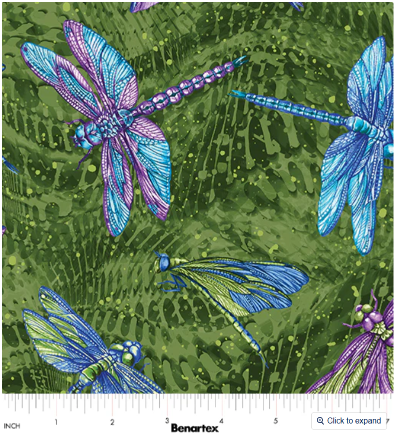 Dragonfly Wonder - Large Dragonfly Pine/Multi 16400-44 by Benartex