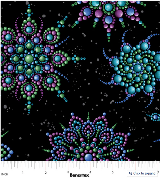 Dragonfly Wonder - Beaded Medallion Black/Multi 16402P-12 by Benartex