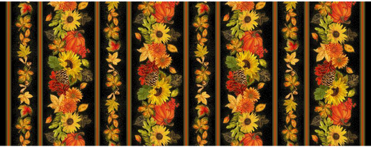 Thankful - Harvest Fall Border Print Black CM3641 by Timeless Treasures