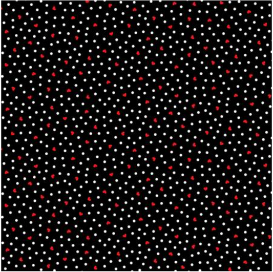 Happy Hearts -  Fun C8820 Black Small Dots And Hearts by Timeless Treasures