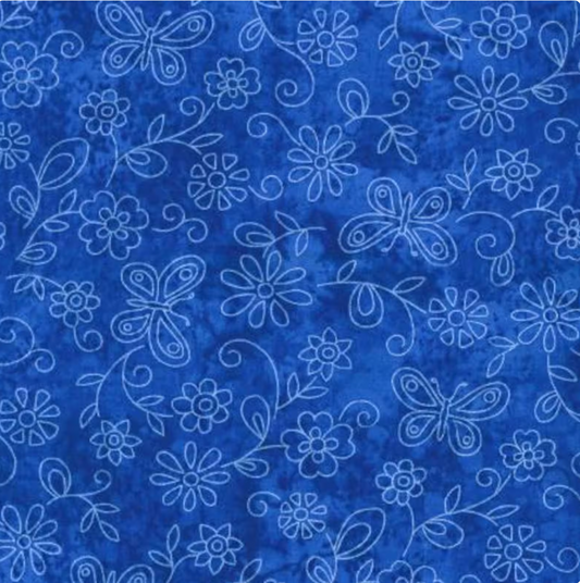 Flowers & Butterflies - Sundrenched Flower Royal Blue 15959307 by Fabric Traditions