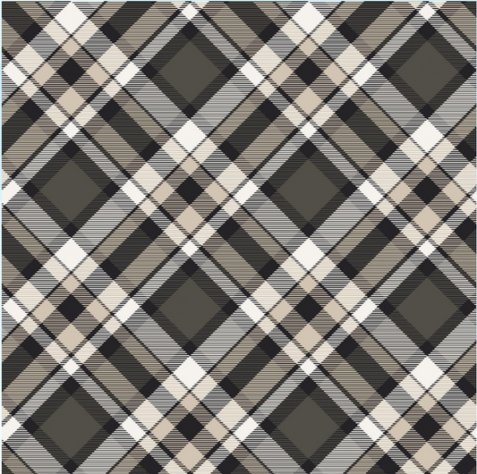 Big Kitties - Black Bias Plaid 1633 49 by Henry Glass & Co.