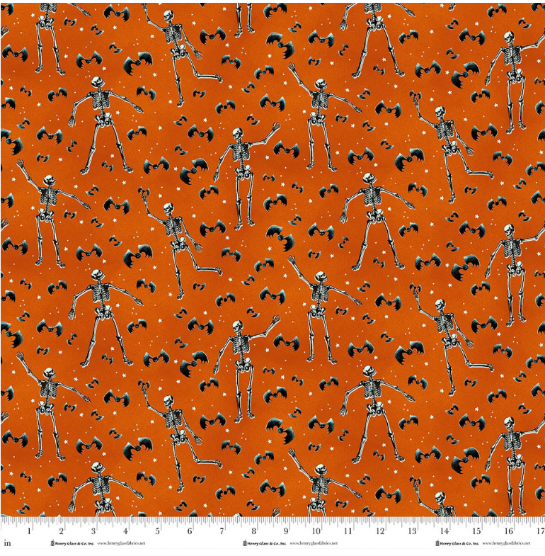 After Life Party - Glow Skeletons & Bats on Orange 1958G 39 by Henry Glass & Co.