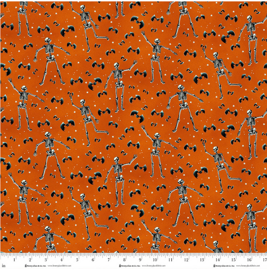 After Life Party - Glow Skeletons & Bats on Orange 1958G 39 by Henry Glass & Co.