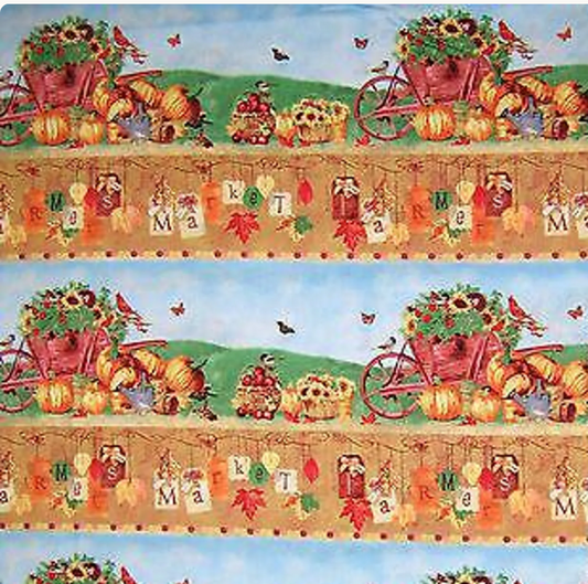 Farmers Market - Harvest and Leaf Stripe by Spx Fabrics