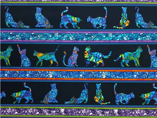Cat Artistry - Stripe Black/Multi 16733-12 by Benartex