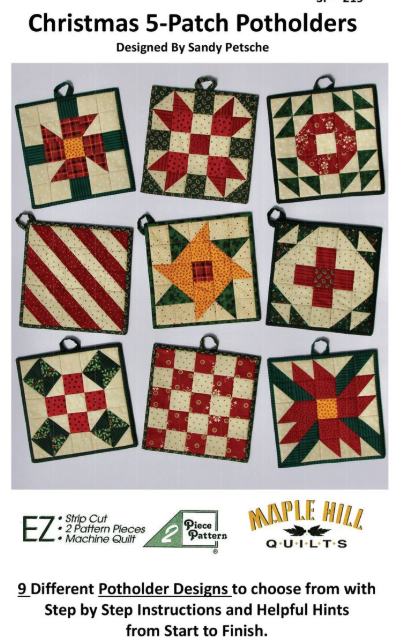 Christmas 5-Patch Potholders by Sandy Petsche