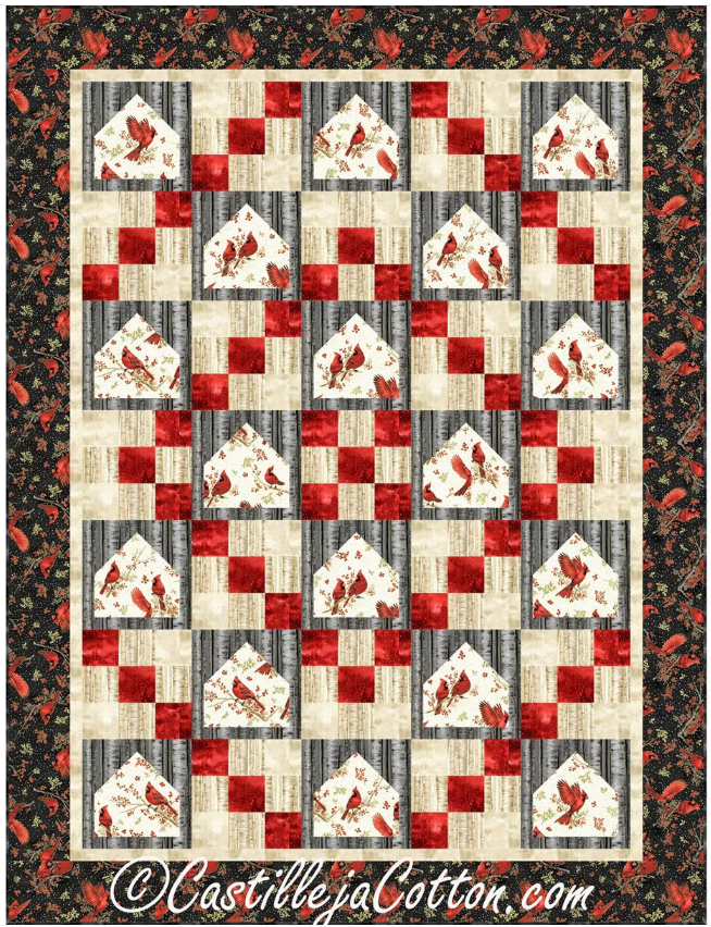 Cardinal Birdhouses Quilt Pattern by Castilleja Cotton
