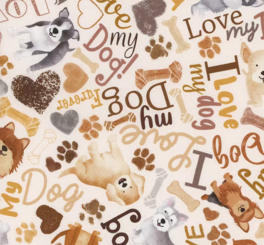 Happiness Has Paws - Dogs CD3317 Cream by Timeless Treasures