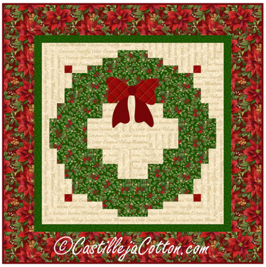 Christmas Log Cabin Wreath Pattern by Castilleja Cotton
