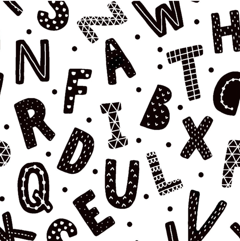 Jungle - Black Letters on White Flannel 15498-WHT-D by 3 Wishes Fabric