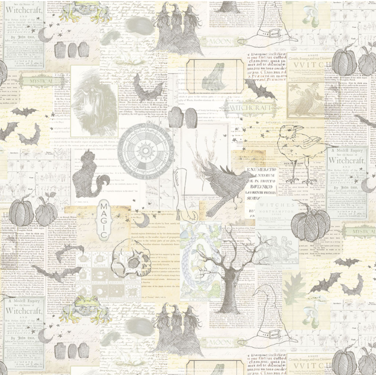 Witch's Tale - Light Cream Collage Y4788-2 by Clothworks