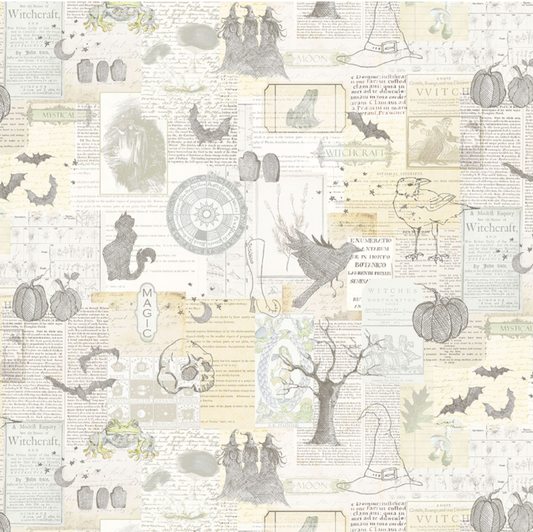 Witch's Tale - Light Cream Collage Y4788-2 by Clothworks