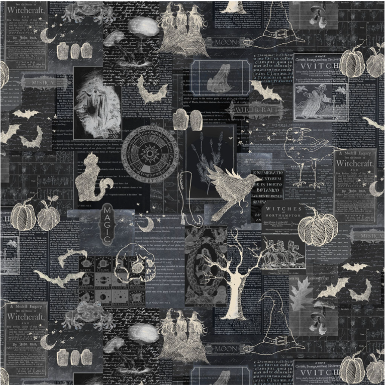 Witch's Tale - Black Collage Y4788-3 by Clothworks
