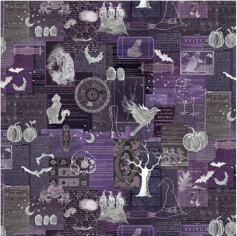 Witch's Tale - Dark Lilac Collage Y4788-145 by Clothworks