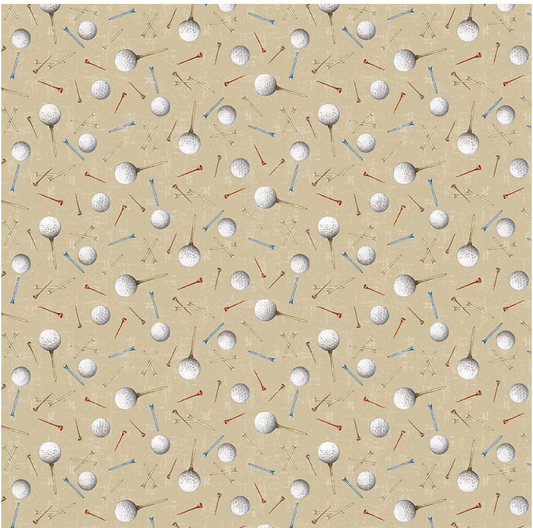Tee Time - Golf Balls & Tees Toss Dark Butter Y4785-60 by Clothworks