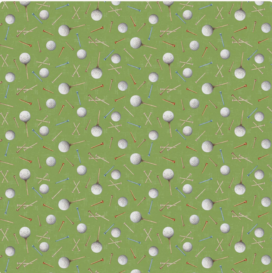 Tee Time - Golf Balls & Tees Toss Light Forest Y4785-112 by Clothworks