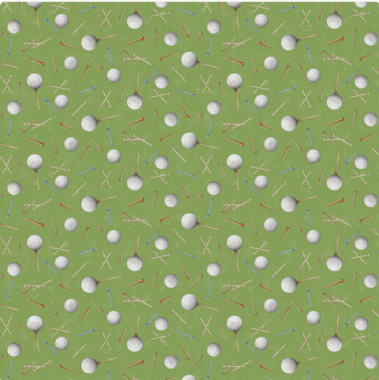 Tee Time - Golf Balls & Tees Toss Light Forest Y4785-112 by Clothworks
