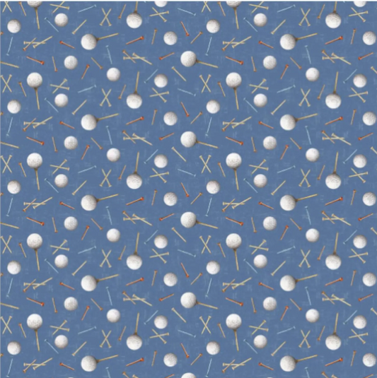 Tee Time - Golf Balls & Tees Toss Denim Y4785-88 by Clothworks