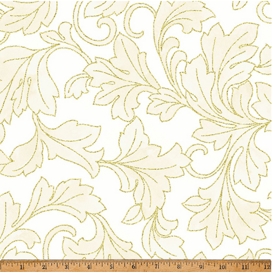 Christmas Wish - Leaves Natural-Gold Y7823-20G by Hoffman Fabrics