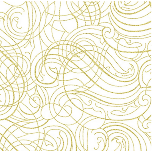 Christmas Wish - Swirls White-Gold Y7824-3G by Hoffman Fabrics