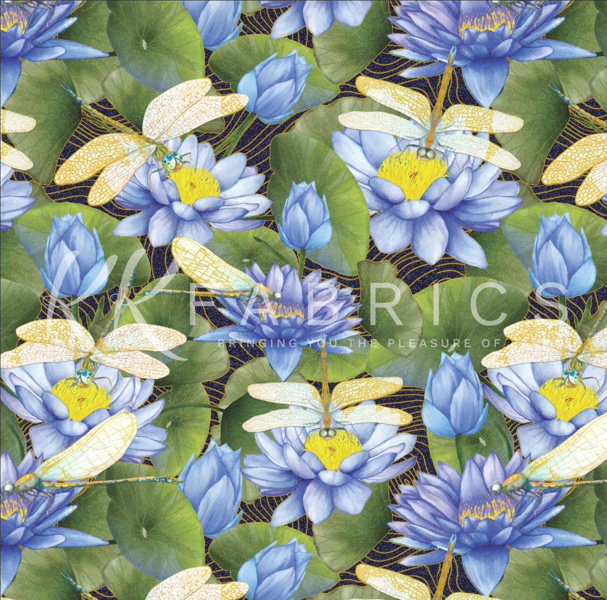 Twiglight Wings - Mystic Blue 5075-01 by Melvale Design Studio for KK Fabrics