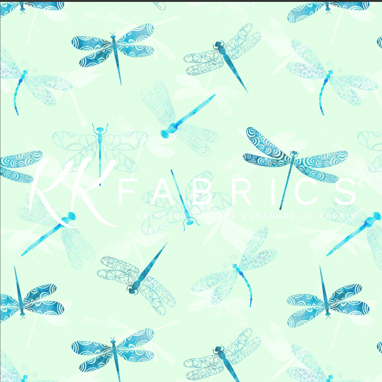 Twiglight Wings - Dragonflies Mint Teal Watercolor 5075-13 by Melvale Design Studio for KK Fabrics