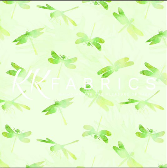 Twiglight Wings - Dragonflies Green Watercolor 5075-17 by Melvale Design Studio forI KK Fabrics