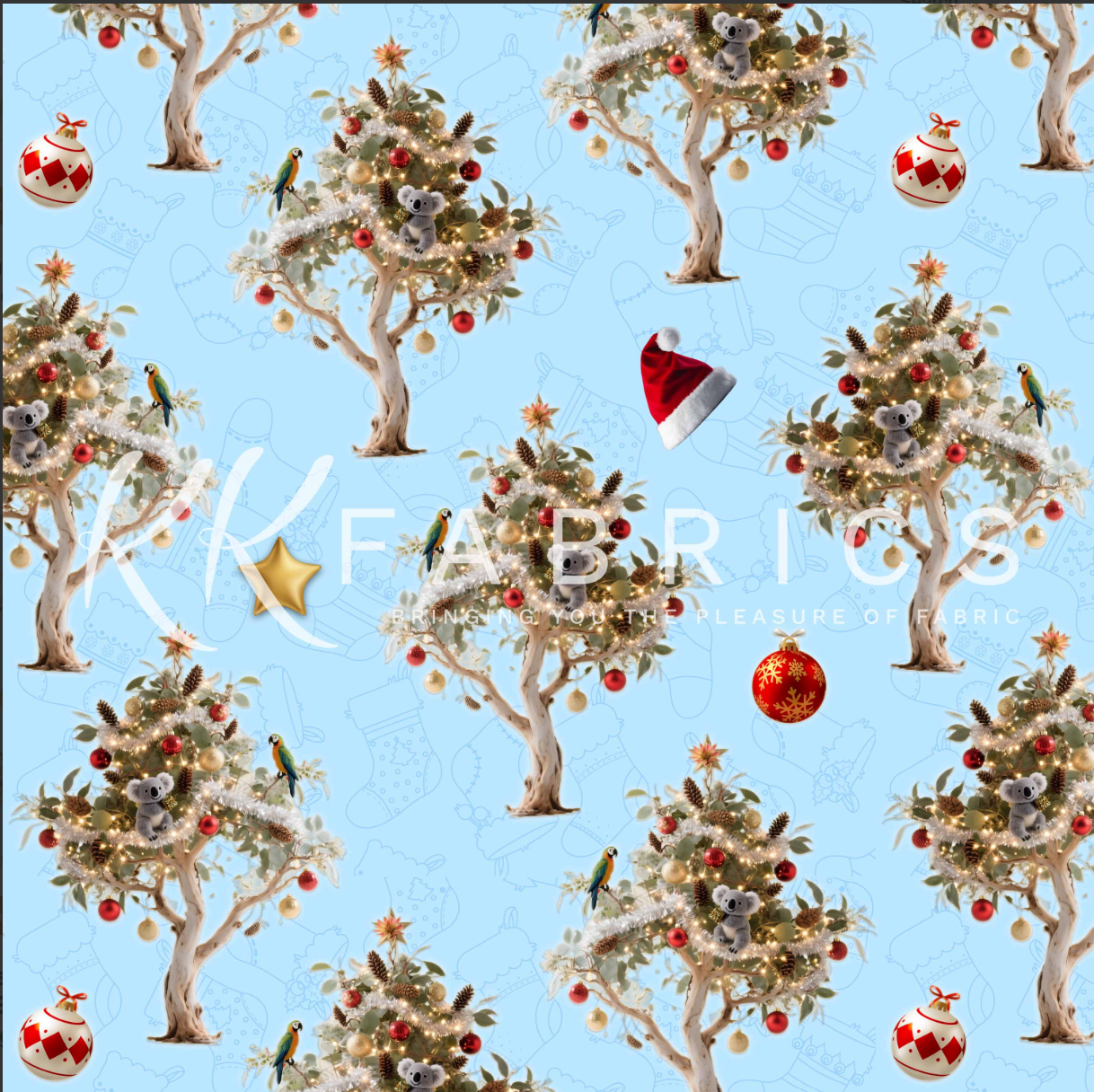 Gumtree Greetings - Gumtree Blue 5060-12 by KK Fabrics