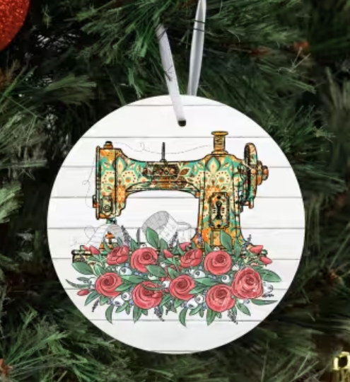 Ornament - Sewing Machine with Roses