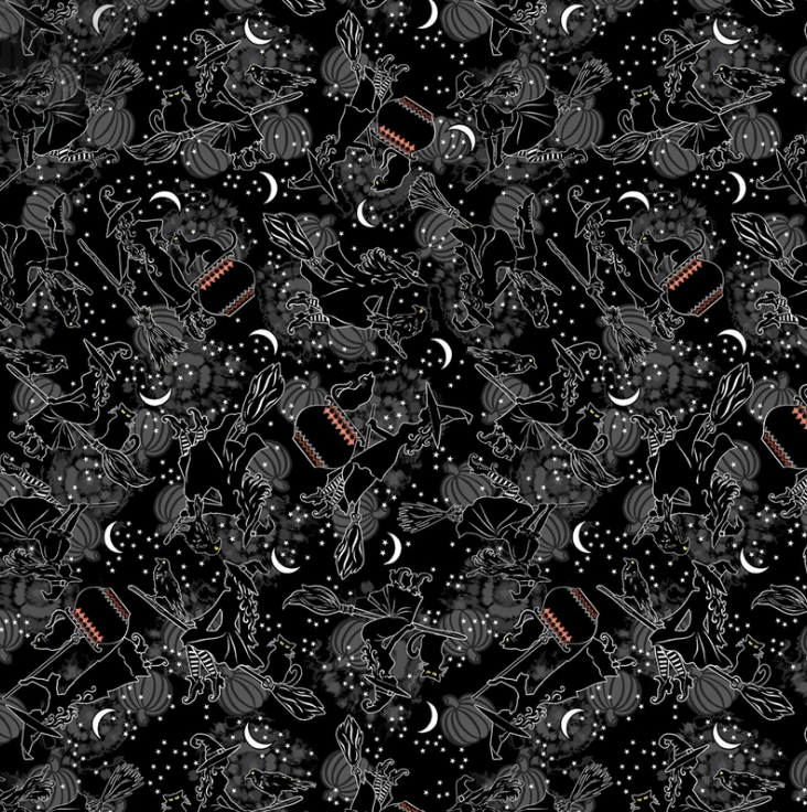Happy Hauntings - Witchy Woman Black 14946G-12 by Benartex