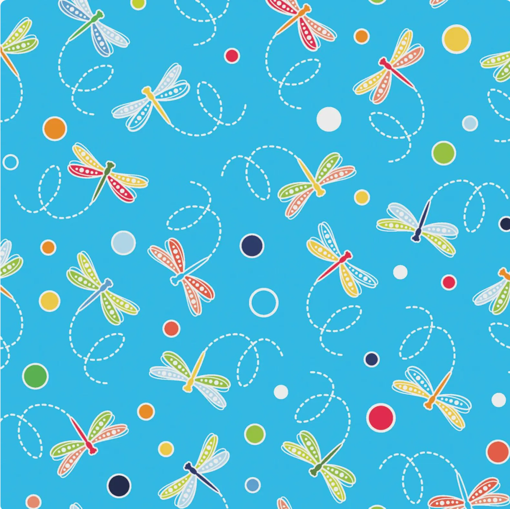 Rainforest Glow - Dragonflies & Dots Med Turquoise 14892G-84 by Benartex
