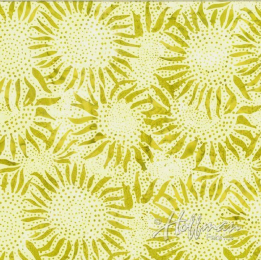 Bali Batik - Key Lime Sunflower 884-481 by Hoffman Fabrics