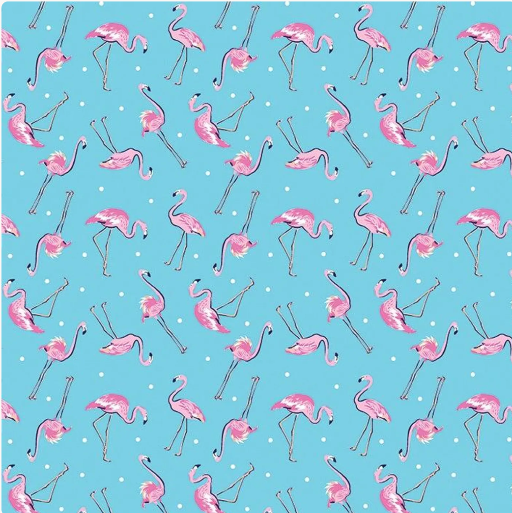 Flamingo Friends - Tropical Splash Light Blue 15184-50 by Benartex