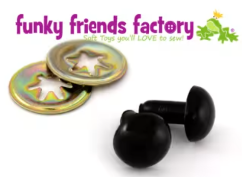 Funky Friends Factory - 12mm Black Craft Eyes FF12Black - Pkg 5 Pairs