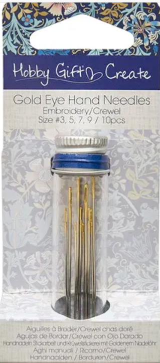 Hobby Gift & Create - Gold Eye Hand Needles - Embroidery/Crewel Pkg 10