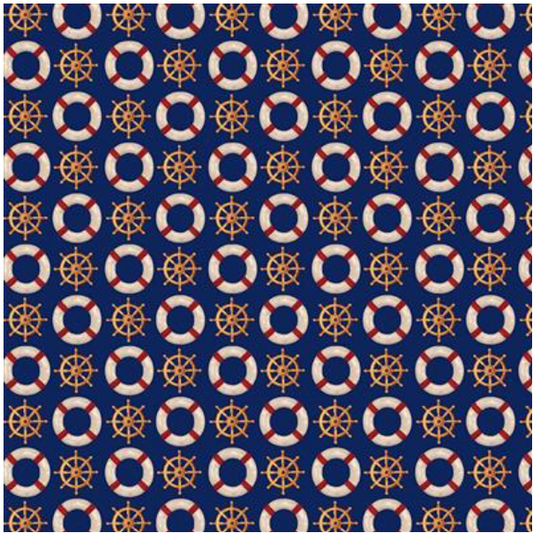 Ship Wheel & Life Preserver - Sea Navy CD3764 by Dear Stella
